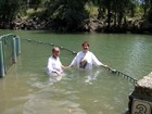 Я и Ольга перед обрядом крещения в реке Иордан